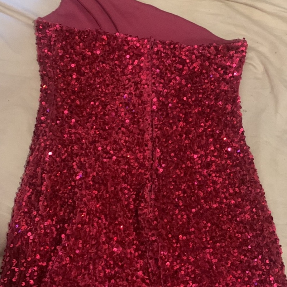 Red Sequin One Shoulder Bodycon Dress